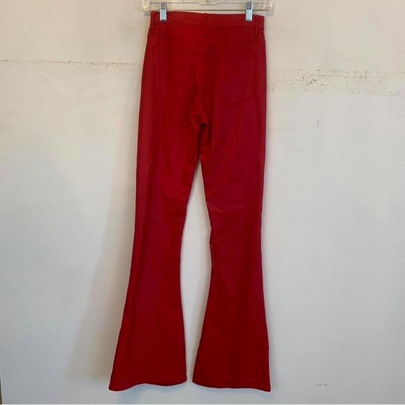 EDIKTED red high rise coated flare jeans sz S - Picture 2 of 5